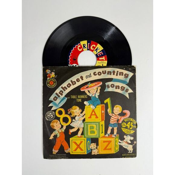 The Cricketones, Alphabet and Counting‎ Songs, 1953 7" - Chidlren's - Rare - Picture 1 of 2